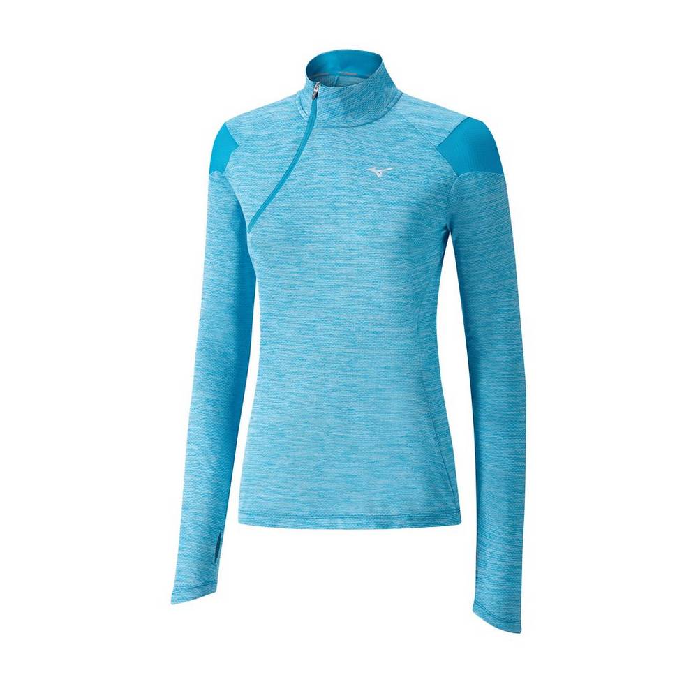 Sudaderas Mizuno ALPHA HALF ZIP Mujer Azur Outlet DQKH-28547